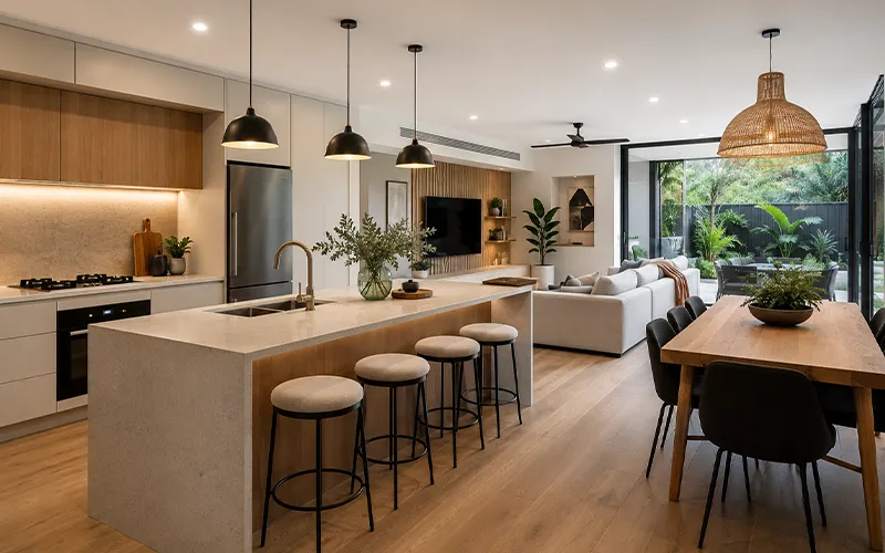 modern open plan kitchen
